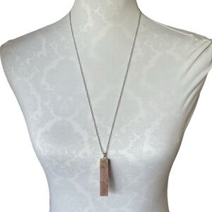 Pink Gemstone Bar pendant Necklace – Minimalist Boho Style